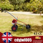 43CC 1.7HP Gas Power Sweeper Walk Behind Brush Broom Walkway Turf Grass Cleaning