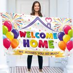 Welcome Home Banner - White Welcome Home Decorations 5Ft X 3Ft - Welcome Back Ba
