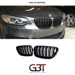 DOUBLE SLAT KIDNEY GRILL GRILLE FOR BMW GLOSS BLACK 2 SERIES F22 F23 F87 M2STYLE