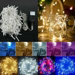 10-100M LED Fairy String Lights Christmas Indoor Outdoor Tree Mains Plug in UK