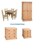 Corona Solid Pine Bedroom Furniture Wardrobe Chest Bedside Dining Set