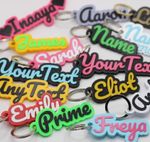 Personalised Keyring Customisable Gift Novelty School Bag Name Tag Birthday