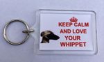 Whippet Dog Keyring Keep Calm And Love Your Whippet Keyring -Gift Present Idea