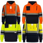 Hi Vis Hoodie Reflective Fleece Lined Workwear Pullover Men Safety hoodie