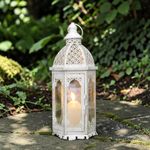 Garden Candle Lantern Retro Hanging Candle Holder Decor Home Garden 38cm White