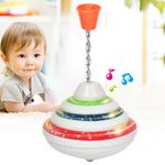 LED Light Music Spinning Top Toy For Kids Push Down Hand Spinning Toy Children