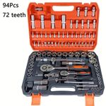 94PCS Ratchet Spanner Wrench Socket Set 1/2" 1/4" Screwdriver Bits Hand Tool Kit