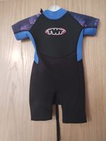 Children's Shortie Wetsuit TWF Size K03 Back Zip Black Blue In Great Condition!
