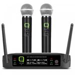 Twin Wireless Microphone System QWM11 V2 UHF Radio Digital Mic with Hard Case