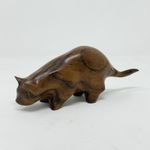 John Mainwaring Hand Carved French Walnut Cat Sculpture Artisan Wood Art Signed