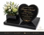     Black Granite Heart Plaque & Flower Holder – Custom Memorial UK 