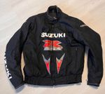 Scott Suzuki Motorcycle Jacket Men Size 44 Black Genuine Leather Racing Full Zip