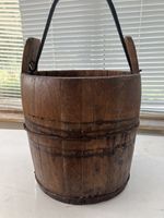 Old Large Wooden Bucket Possibly Chinese Rice or Well Water Container Coopers