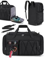 RAINSMORE Sports Gym Bag for Men Women, 45L Large Duffel Bag Black