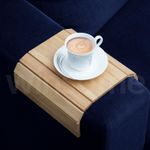 Foldable Bamboo Wood Sofa Armrest Tray Couch Arm Tray Drink Remote Flexable Wood