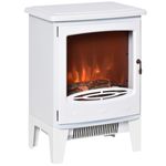 Freestanding Electric Fireplace Stove Heater LED Flame Effect White