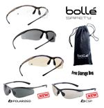 BOLLE CONTOUR Safety Glasses Clear Smoke ESP Lens Anti-Fog Anti-Scratch FREE Bag