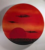 Poole Pottery African Sky Large Dinner Plate, Red/Black orange - 11 Inches 28cm 