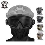 Tactical Hunting Antifog Full Face Mask Fan Goggles Lens + Half Face Mask Set