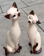 Vintage Mid-Century Japanese Siamese Cat Figurines Set 11-12” Tall Ceramic Japan