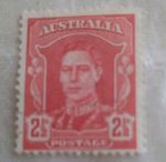 Rare 1942 King George VI 2 1/2 D Red Australia Stamp