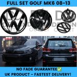Golf MK6 2009-2013 Gloss Black Badge Emblem Set Front Rear Complete Replace