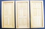 Dolls House Wooden Door 4, 5 & 6 Panel Natural Finish Internal 1:12 Scale Tumdee