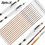 Spin-X Wood-Grain Pure Carbon Arrows ID6.2mm Spine300‑800 4" Turkey Feather