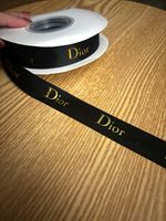 Dior Black & Gold Logo Ribbon Roll Designer Gift Wrapping for All Occasions