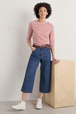 Seasalt Women's Tall Barnes Wide Leg Crop Jeans Mid Wash Indigo