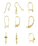 Gold Ear Wires 9ct Yellow Safety Hook Wires, Continental, Lever Backs /  Earring