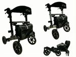 Lightweight Fold Flat Rollator with Large Front Wheels Padded Backrest Seat