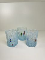 Italian Murano Tumbler Trio Of Light Blue Drinking Glasses