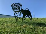 PUG Metal Dog Rusty Garden Art Silhouette Ornament Steel Rustic Outdoor Decor