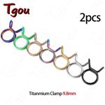 Tgou 2pcs Titanium Hose Clamps 9.8mm Fuel Line Hose Oil Pipe Tube Spring Clamp