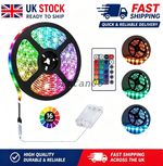 1M-5M 5050 RGB LED Strip Light Battery Powered TV Backlight Remote Control UK