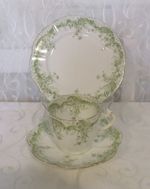 Antique Pre Shelley Wileman Foley Sage Green Fern Pattern Trio Cup Saucer Plate