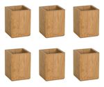 OSCO Bamboo Square Pen Pot | 6 Pack | Wood Pencil Holder | Desk Tidy | Office Or