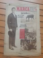 VERY RARE 1947 NEWSPAPER EARLY COVERAGE OF MANOLETE DEATH, LEGENDARY BULLFIGHTER