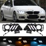 LED DRL Daylight for BMW 3 Series F30 F35 M Sport 2012-19 Fog Lamp Cover W/ Turn