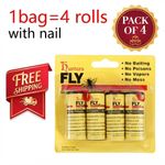 10 Fly Insect Catcher Paper Sticky Glue Bug Trap Killer Strong Roll Tape Strip