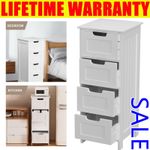 White Bathroom Bedroom Cabinet Cupboard Storage Unit Free Standing Floor PVC
