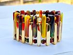 JACKIE BRAZIL SOBRAL RESIN BRACELET LIQUORICE 1/2 FLAT CIRCLES ON ELASTIC “MOON”