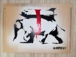 Banksy  (Handmade) Spray paint on cardboard, signed and stamped, vintage