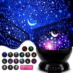 Star Projector Night Light with 17 Color Modes – Rotating LED Moon Lamp 