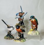 4 Vintage Royal Crown Derby Hand Painted Bone China Garden / Wild Birds RARE