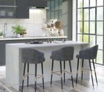 Kitchen Island Modern Breakfast Bar Cupboard White Marble Grey Stone Effect KI06