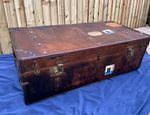 Antique Finnigans London Leather Travel Trunk 1920 Himalaya Manchester Liverpool