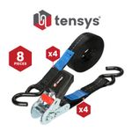 4 Pack 25mm Ratchet lashing strap 5m with Plastic black coated S Hooks