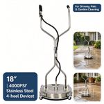 18" Stainless Steel Pressure Washer Surface Cleaner 4000PSI Driveway Patio